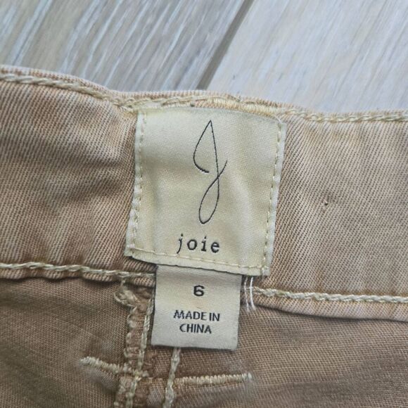 Joie tan cargo pants cotton tencel blend high waist worn in comfort size 6 - Picture 3 of 14